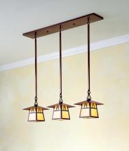 Arroyo Craftsman CICH-8/3BCS-BK - 8" carmel 3 light in-line chandelier with bungalow overlay