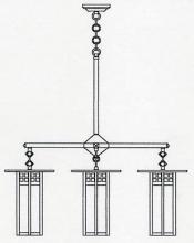 Arroyo Craftsman GCH-9L/4GWC-BK - 9" glasgow long body 4 light chandelier