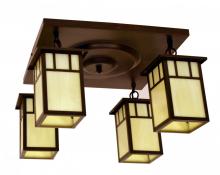 Arroyo Craftsman HCM-4L/4EOF-MB - 4" huntington 4 light ceiling mount without overlay (empty)