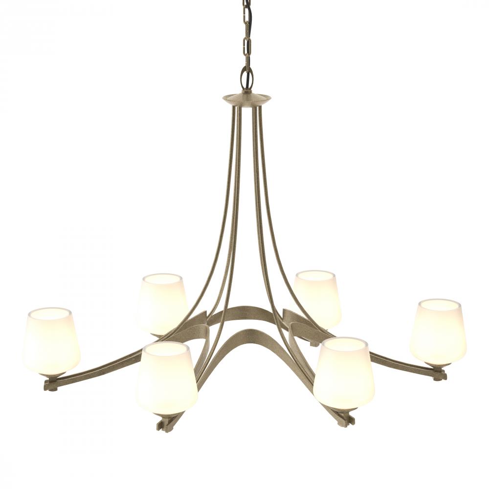 Oval Ribbon 6 Arm Chandelier