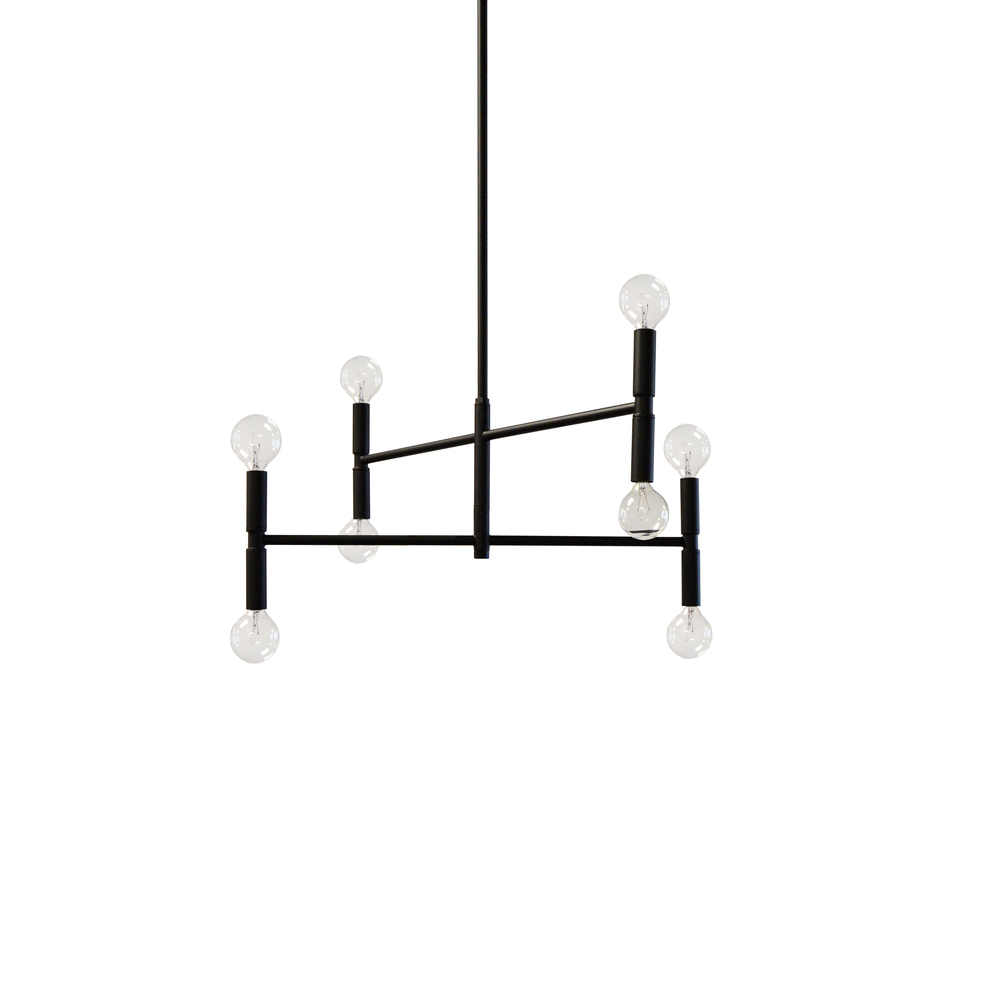 8 Light Incandescent Matte Black Chandelier