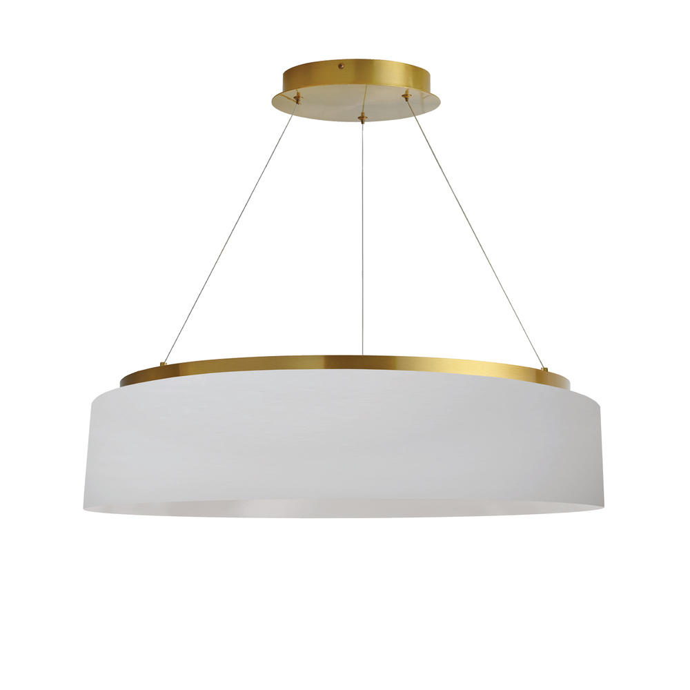 34W Chandelier, Aged Brass w/ White Shade