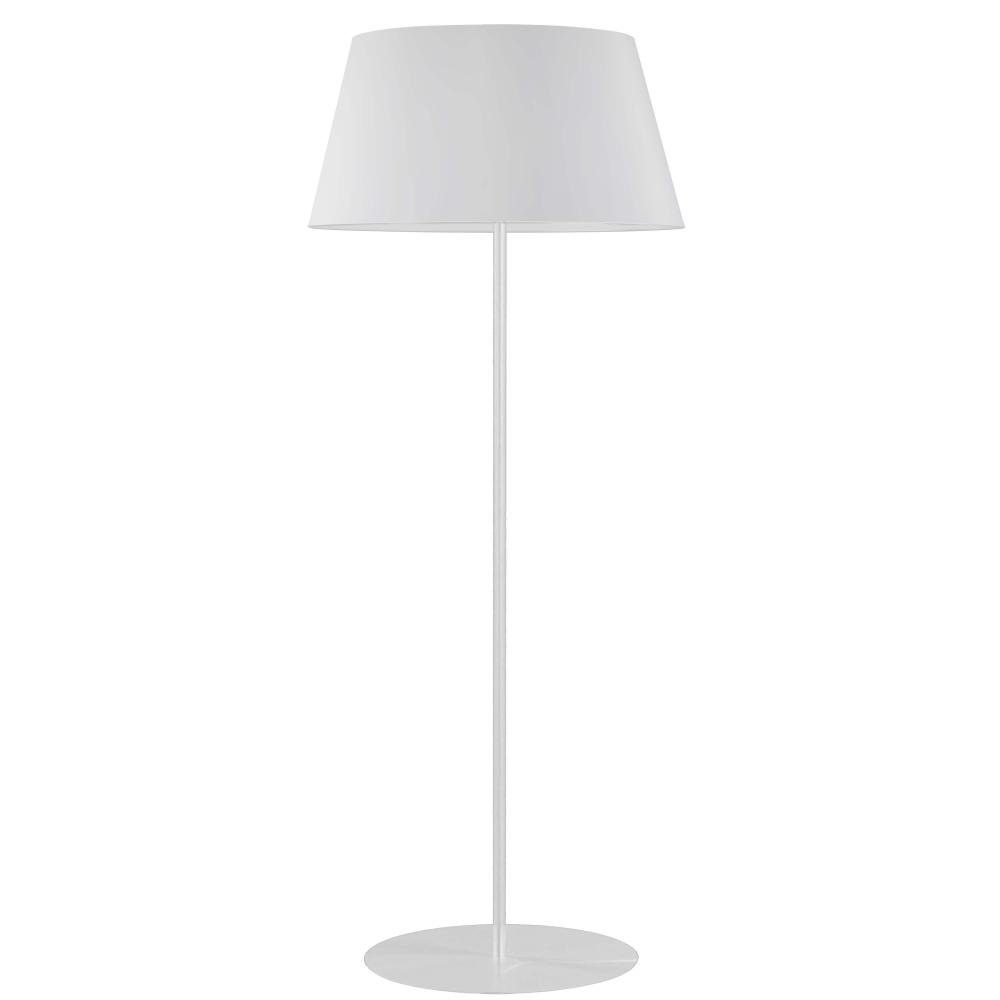 1 Light Incandescent Round Base Floor Lamp Matte White with White Shade