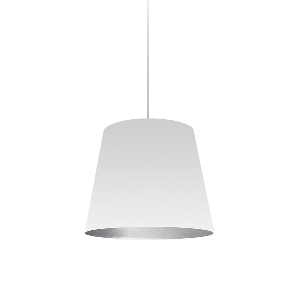 1 Light Tapered Drum Pendant with White on Silver Shade