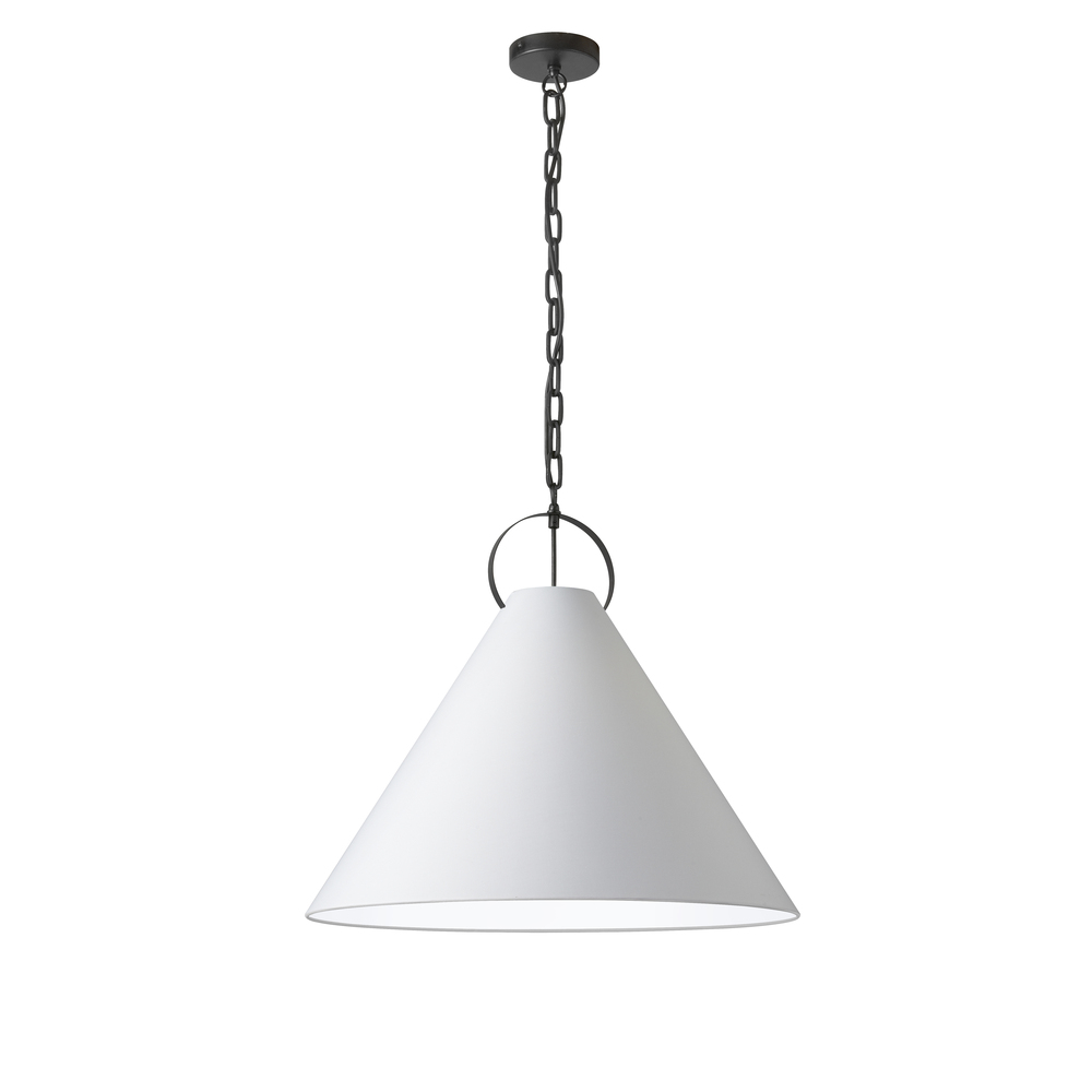 1 Light Incandescent Pendant, Matte Black with White Shade