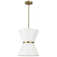 Dainolite CTN-121P-AGB-790 - 1LT Incand Pendant, AGB w/ GLD ring, WH Shade