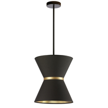 Dainolite CTN-121P-MB-698 - 1 Light Incandescent Pendant, Matte Black with Gold Ring Black / Gold Shade