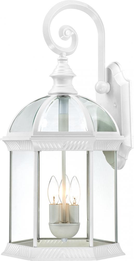 Boxwood - 3 Light 26" Wall Lantern with Clear Beveled Glass - White Finish