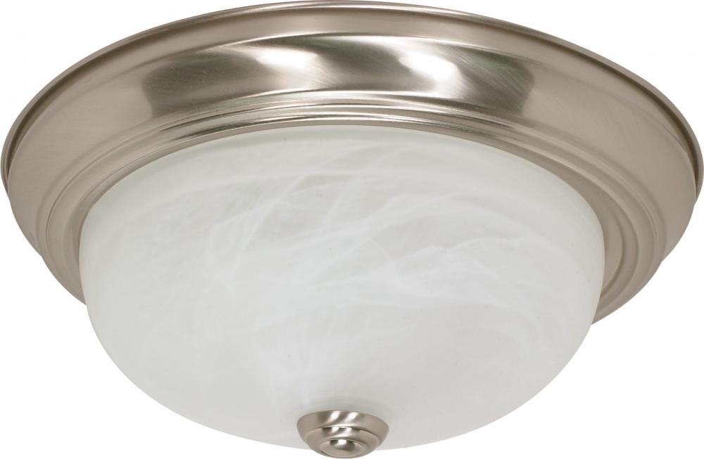 2 Light - 13" - Flush Mount - Alabaster Glass; Color retail packaging