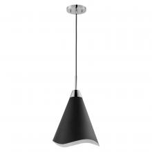 Nuvo 60/7475 - Tango; 1 Light; Medium Pendant; Matte Black with Polished Nickel