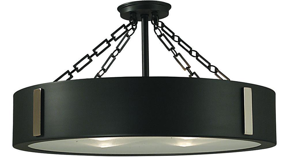 4-Light Satin Pewter/Polished Nickel Oracle Flush / Semi-Flush Mount