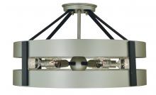 Framburg 5384 SP/MBLACK - 6-Light Satin Pewter/Matte Black Orion Flush / Semi-Flush Chandelier