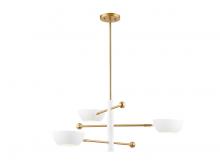 Savoy House Meridian M100143WHNB - 3-Light Chandelier in White and Natural Brass