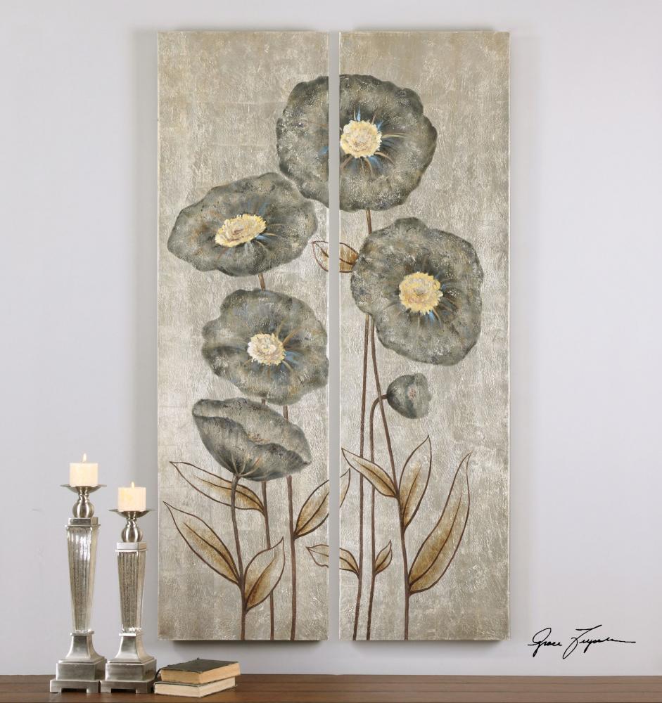 Graceful Flowers Hand Painted Art, S/2