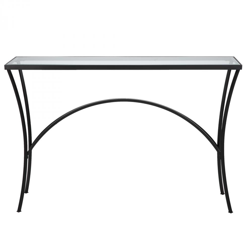 Alayna Black Metal & Glass Console Table