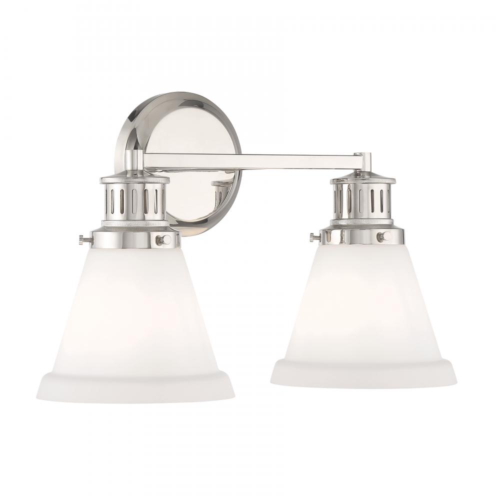 Alden 16.25'' Wide 2-Light Vanity Light - Polished Nickel, Matte Opal