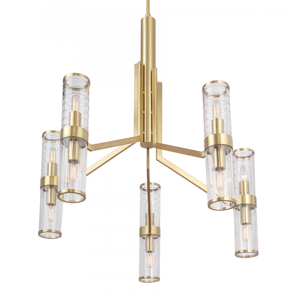 Stripe 31.75'' Wide 10-Light Chandelier - Satin Brass