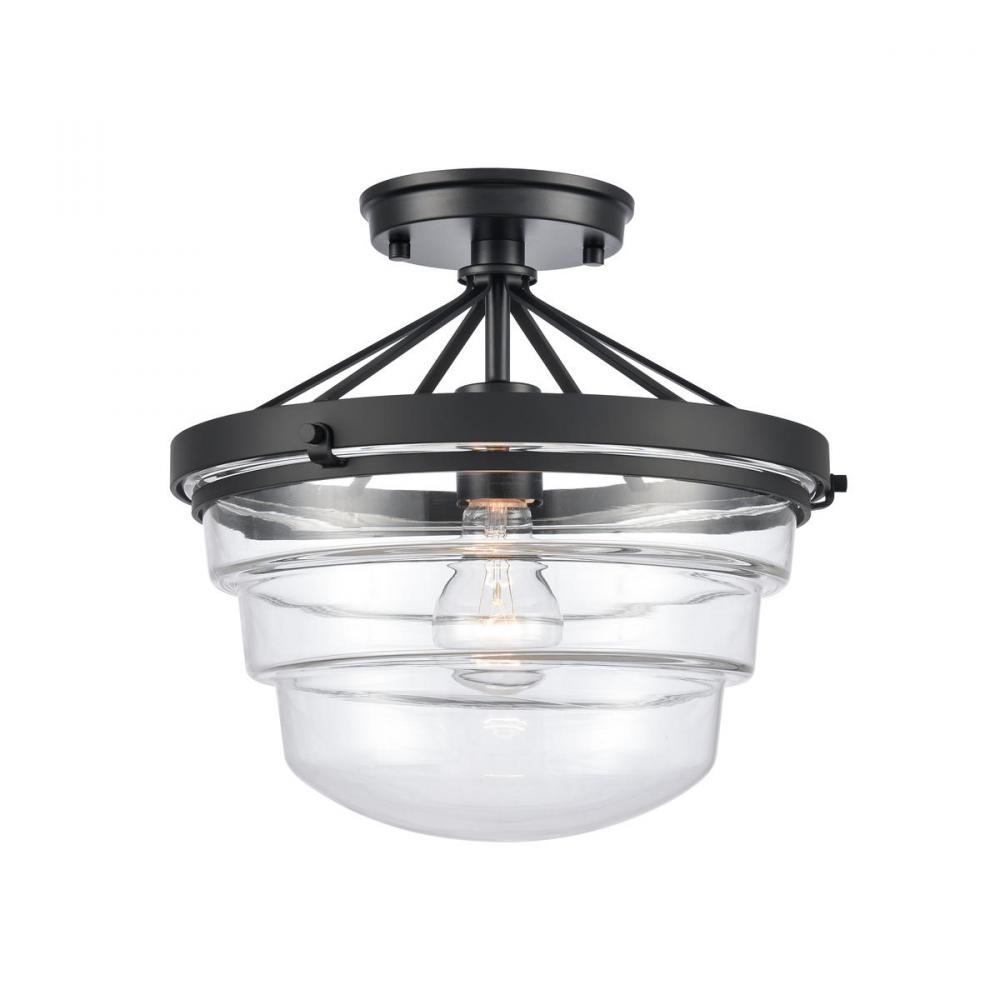 Boyer 12'' Wide 1-Light Semi Flush Mount - Matte Black