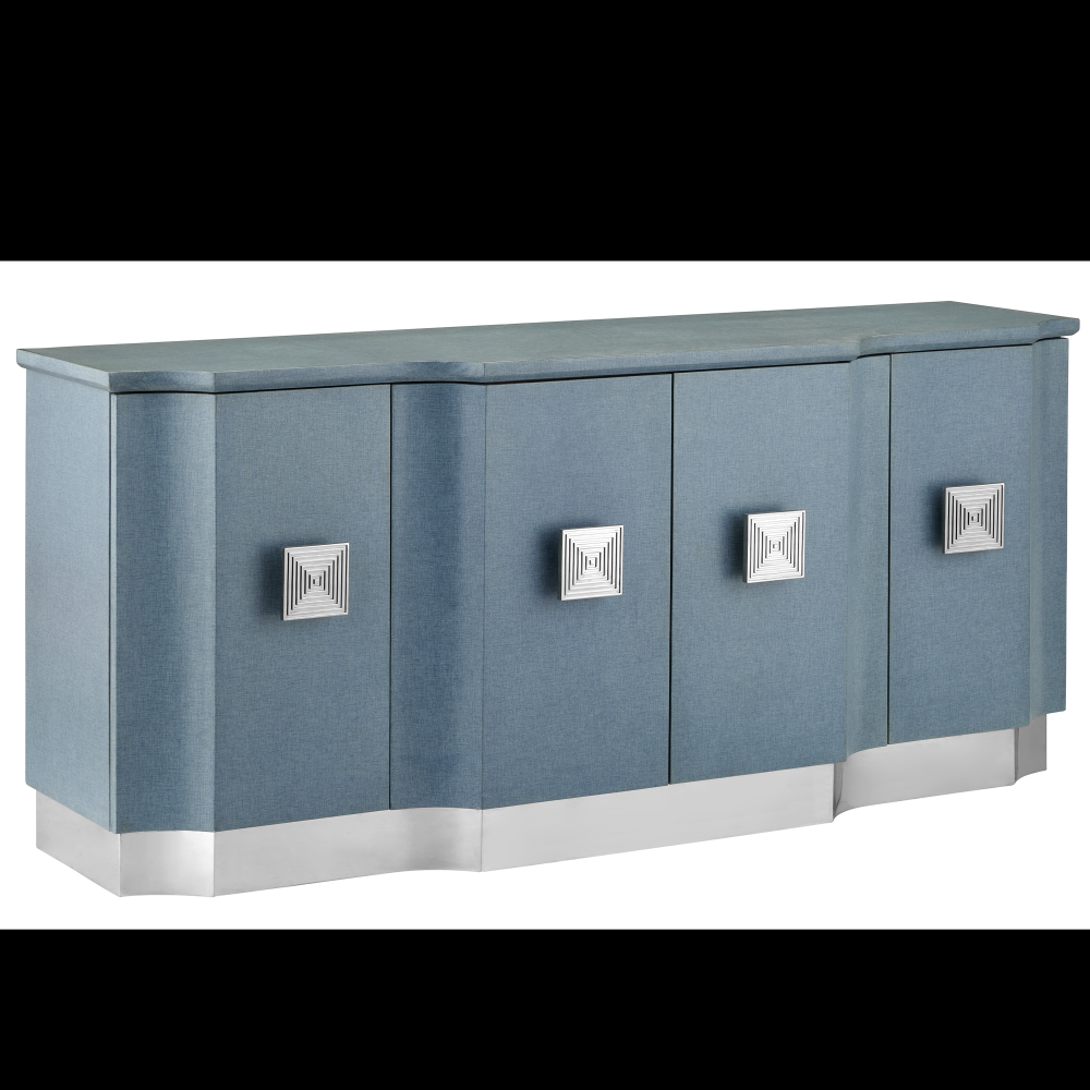 Maya Blue Linen Credenza