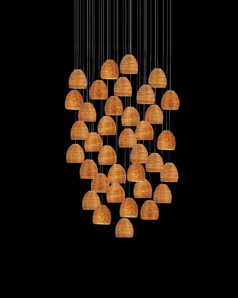 Beehive 36-Light Round Multi-Drop Pendant