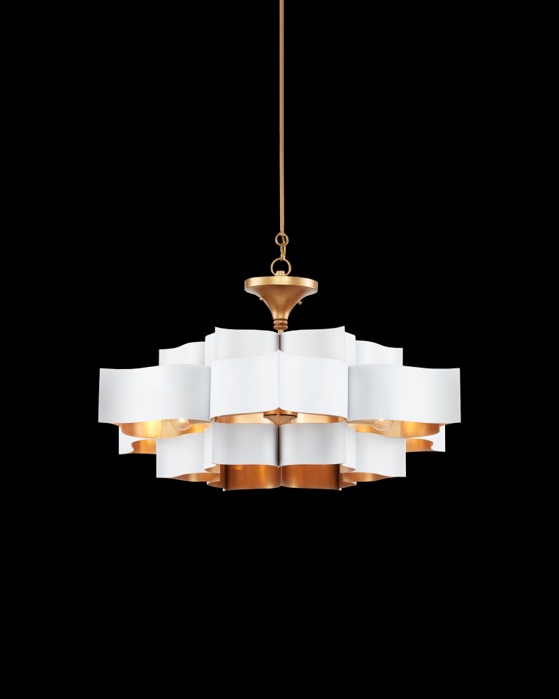 Grand Lotus Large White Chandelier