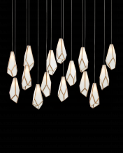 Currey 9000-1037 - Glace White 15-Light Linear Multi-Drop Pendant